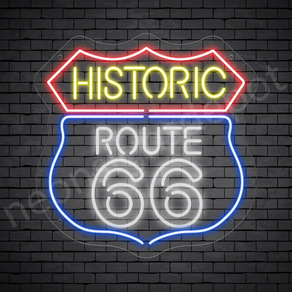 Route 66 Bar Neon Sign - Transparent