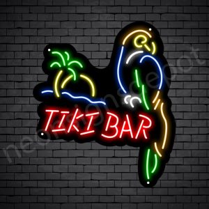 Tiki Bar Parrot Neon Bar Sign - Black