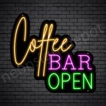 Coffee Neon Sign Coffee Bar Open Black 24x22