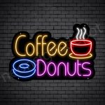 Coffee Neon Sign Hot Coffee & Donuts Black 24x16