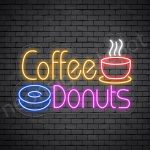 Coffee Neon Sign Hot Coffee & Donuts Transparent 24x16