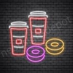 Coffee Neon Sign Iced Coffee & Donuts Transparent 24x22