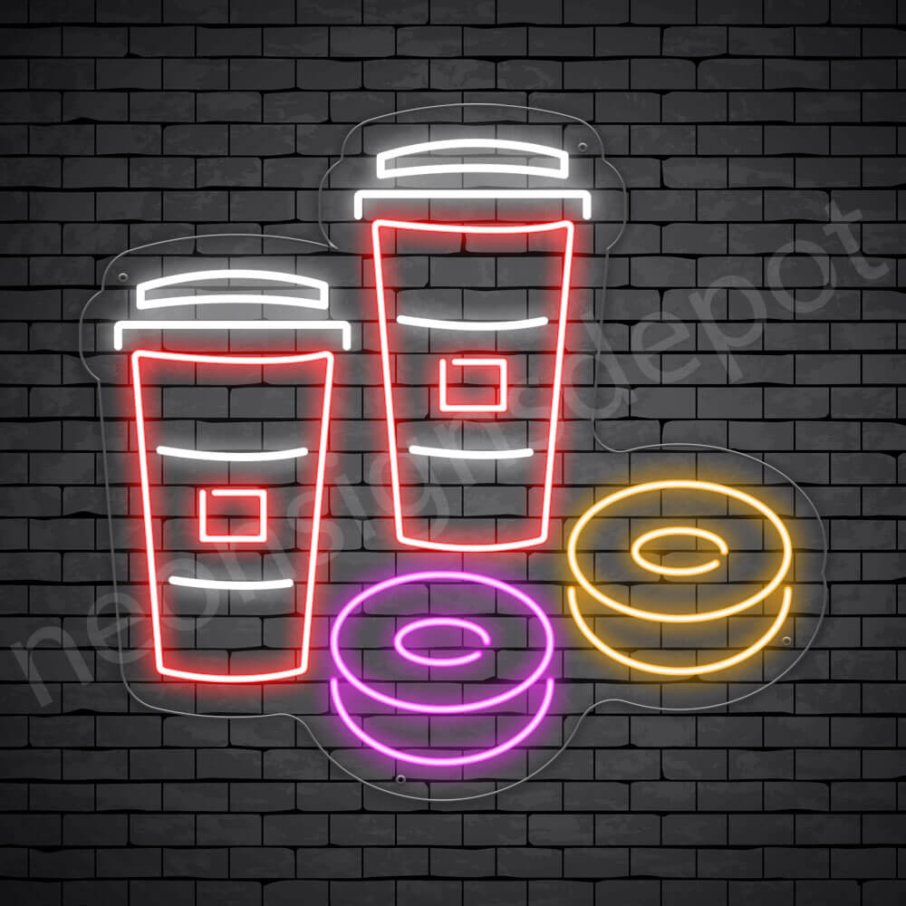 Donuts Kitchen Shop Coffee and Baked Led Neon Sign Display 15.5"X 9" 