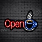 Coffee Neon Sign Open Cup Black 24x15