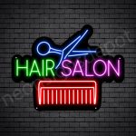 Hair Salon Neon Sign Comb & Scissor Hair Salon Black 24x18