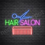 Hair Salon Neon Sign Comb & Scissor Hair Salon Transparent 24x18