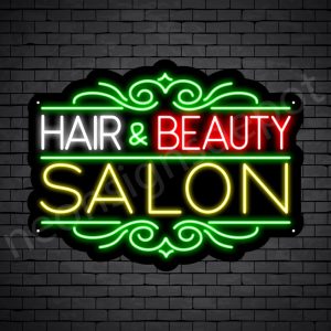 Hair Salon Neon Sign Hair & Beauty Black 24x18
