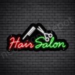 Hair Salon Neon Sign Hair Salon Comb & Scissor Black 24x11
