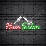 Hair Salon Neon Sign Hair Salon Comb & Scissor Transparent 24x11
