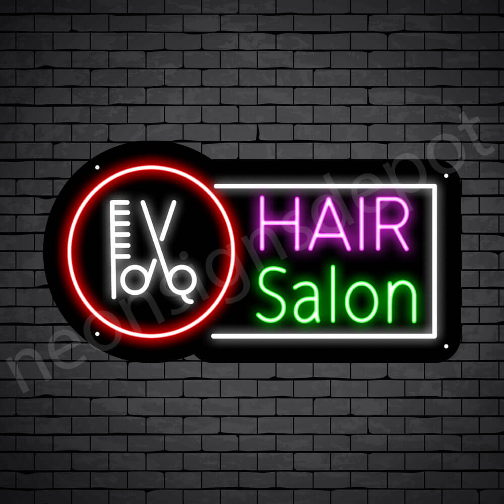 Hair Salon Neon Sign Hair Salon Tools Black 24x13