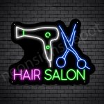 Hair Salon Neon Sign Scissor & Blower Hair Salon Black - 24x18