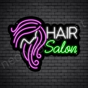 Hair Salon Neon Sign Women Long Hair Salon Black - 18x24