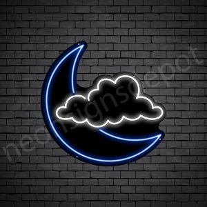 Cloud Moon Neon Sign - black