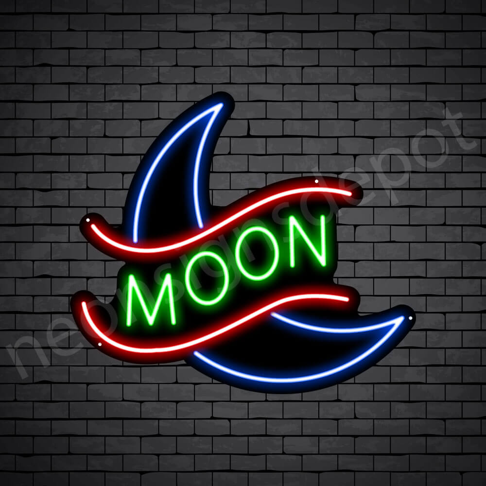 Crescent Moon Neon Sign - black