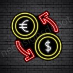 Dollar Euro Exchange Neon Sign - black