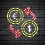 Dollar Euro Exchange Neon Sign - transparent