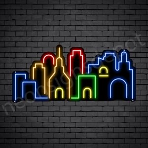 Down Town City Neon Sign Black