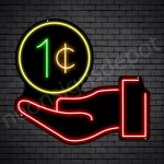 Hand One Cent Neon Sign - black