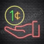 Hand One Cent Neon Sign - transparent