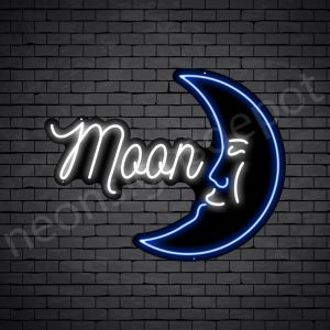 Moon Face Neon Sign - black