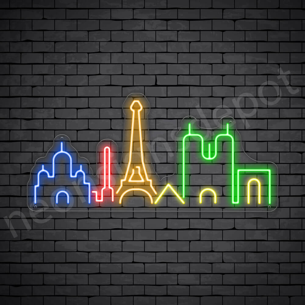 Paris Mesh City Neon Sign - transparent