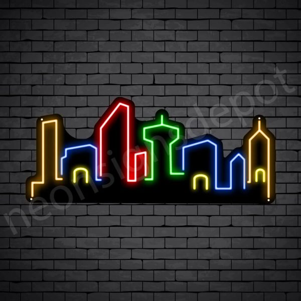 Small Town City Neon Sign - black