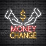 Two Hands Money Change Neon Sign - transparent