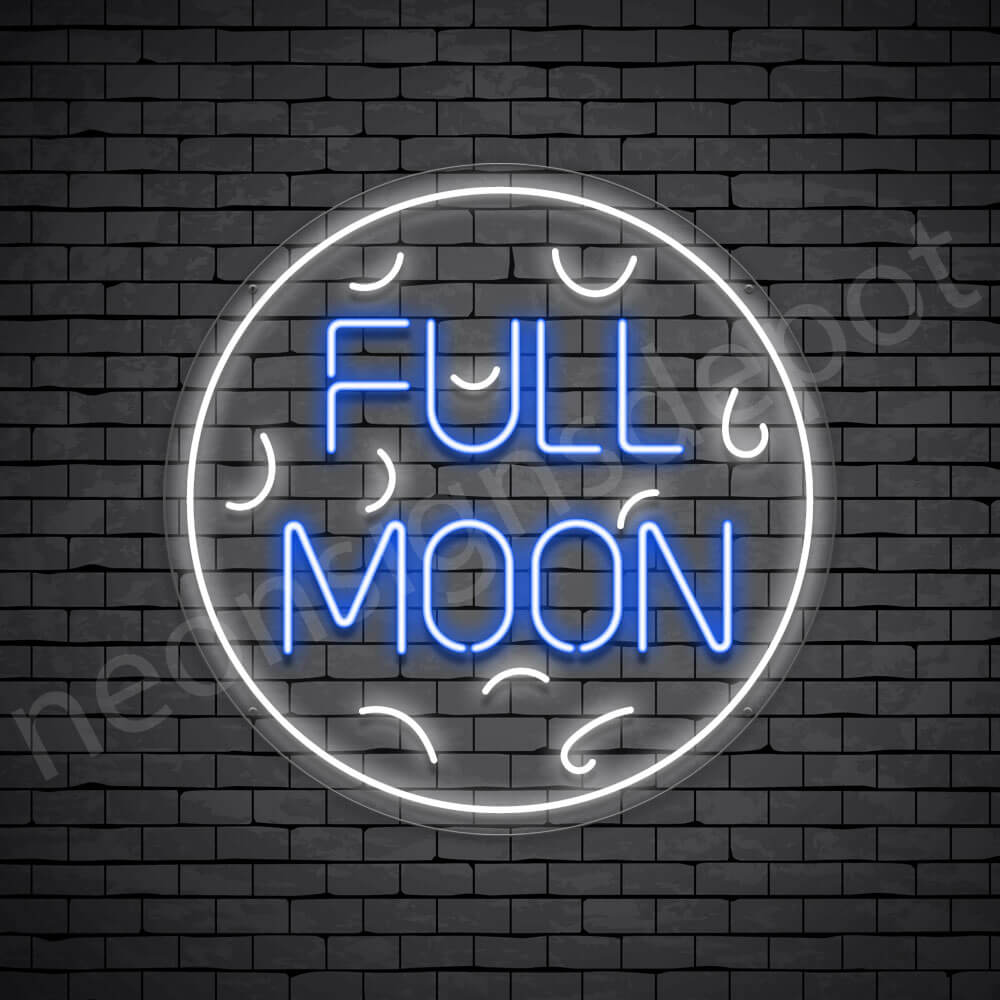 White Full Moon Neon Sign-Transparent