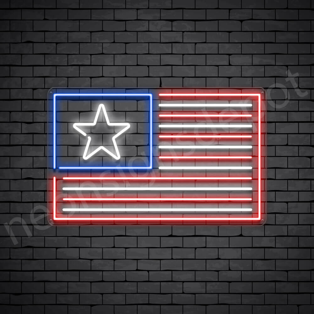American Flag Neon Sign - transparent