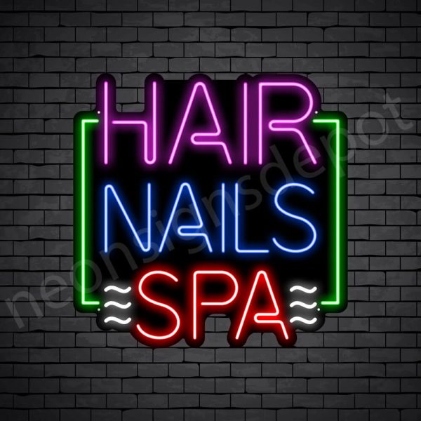 Hair Nails Spa Neon Sign - Black