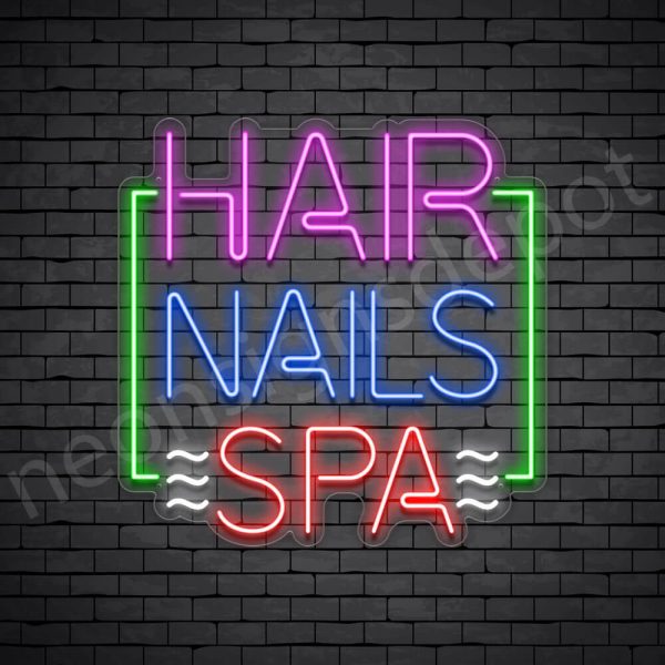 Hair Nails Spa Neon Sign - Transparent