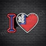 I Love America Flag Neon Sign - black