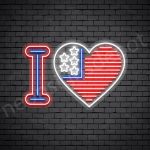 I Love America Flag Neon Sign - transparent