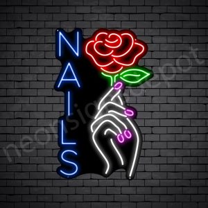Nail Hand Rose Neon Sign - black