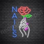 Nail Hand Rose Neon Sign - transparent