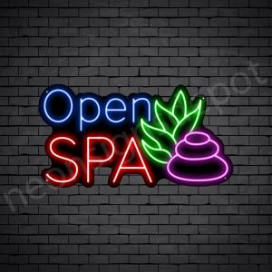Open Spa Neon Sign - Black