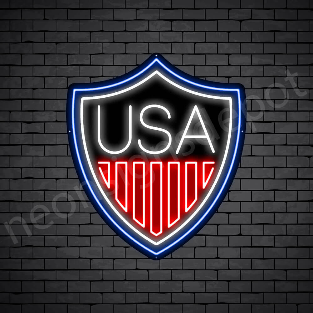Shield USA Flag Neon Sign - black