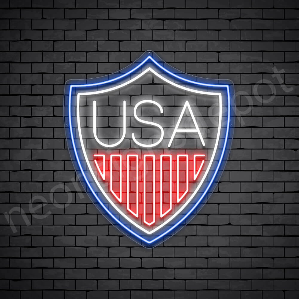 Shield USA Flag Neon Sign - transparent