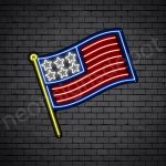 Stick American Flag Neon Sign - Black