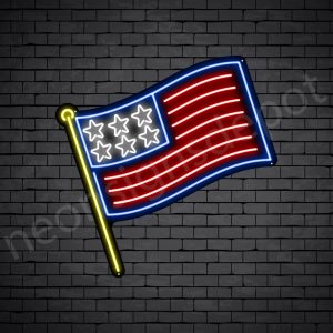 Stick American Flag Neon Sign - Black