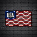USA Flag Neon Sign - black