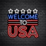 Welcome to USA Flag Neon Sign - Black