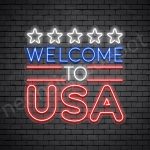 Welcome to USA Flag Neon Sign - transparent