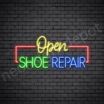Open Shoe Repair Neon Sign - Transparent