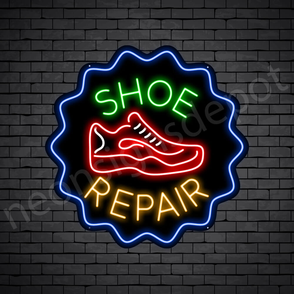 Shoe Repair Cap Neon Sign - Black