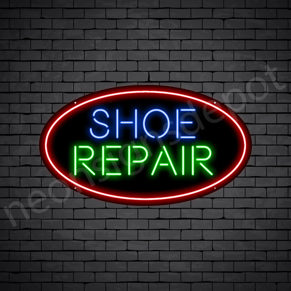 Shoe Repair Circle Neon Sign - Black