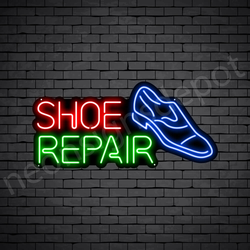 Shoe Repair Neon Sign - Black