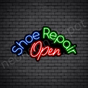 Shoe Repair Open Neon Sign - Black