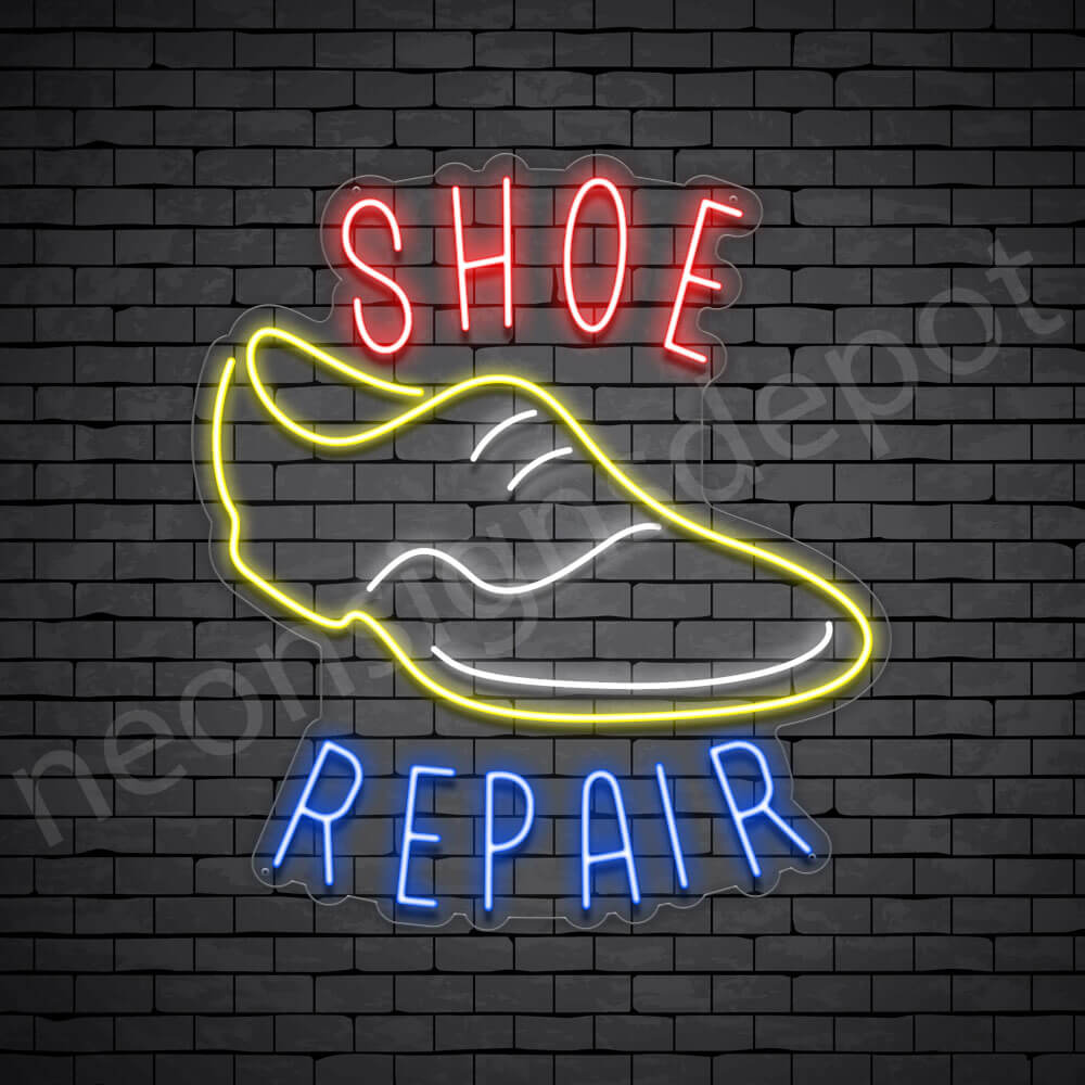 Shoe Repair Round Neon Sign - transparent