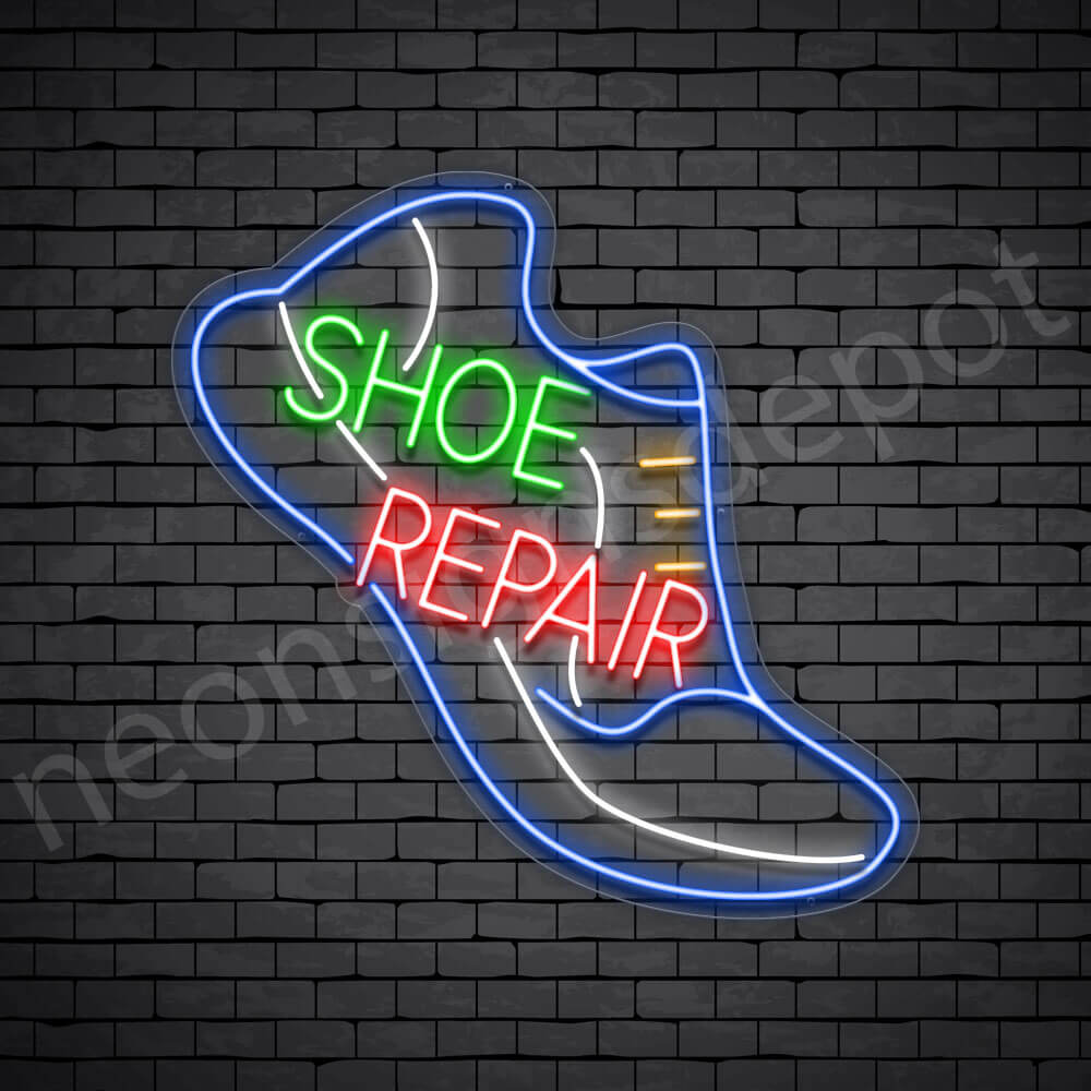 Shoe Repair Slant Neon Sign - Transparent